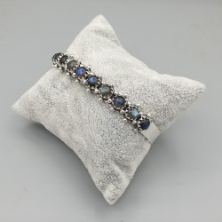 925 Sterling zilveren bangle gezet met Labradoriet