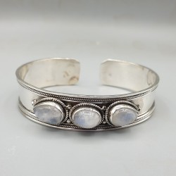925 Sterling zilveren bangle regenboog Maansteen
