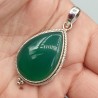 Zilveren hanger druppelvormige groene Onyx Medium
