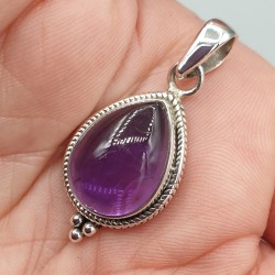 Zilveren hanger druppelvormige Amethist small