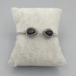 925 Sterling zilveren bangle zwarte Onyxen