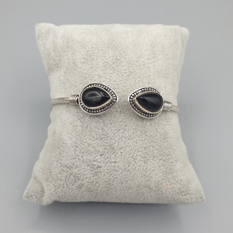 925 Sterling zilveren bangle zwarte Onyxen