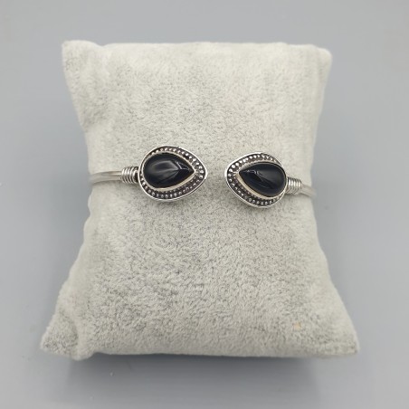 925 Sterling zilveren bangle zwarte Onyxen