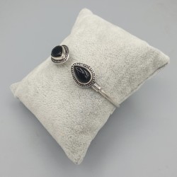 925 Sterling zilveren bangle zwarte Onyxen
