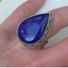 Zilveren ring druppelvorm Lapis Lazuli in bewerkte setting 17 mm