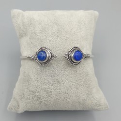 925 Sterling zilveren bangle gezet met Lapis Lazuli