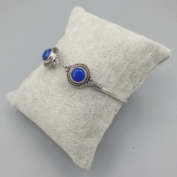 925 Sterling zilveren bangle gezet met Lapis Lazuli