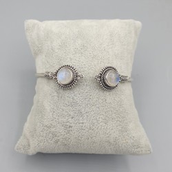 925 Sterling zilveren bangle gezet met regenboog Maanstenen