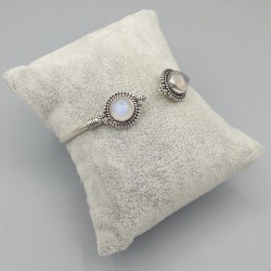 925 Sterling zilveren bangle gezet met regenboog Maanstenen