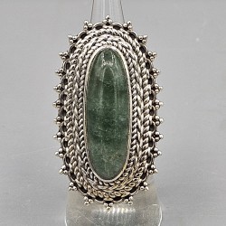 925 Sterling zilveren ring Jade en bewerkte kop verstelbaar