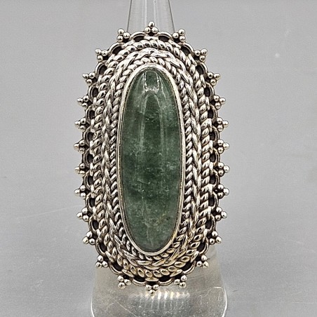 925 Sterling zilveren ring Jade en bewerkte kop verstelbaar