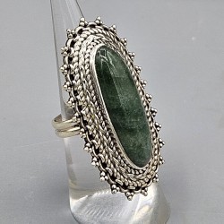 925 Sterling zilveren ring Jade en bewerkte kop verstelbaar