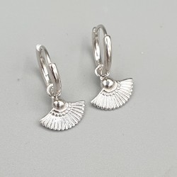 925 Sterling zilveren click creolen met waaier