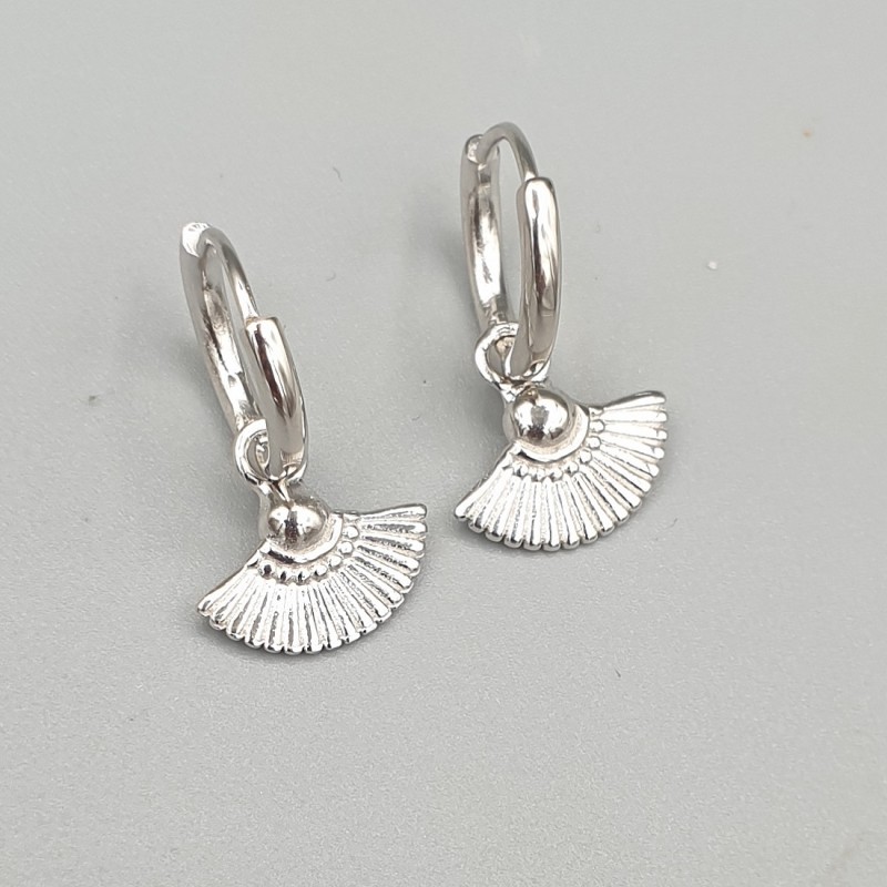 925 Sterling zilveren click creolen met waaier