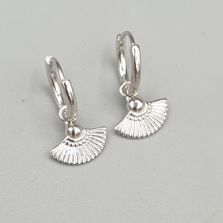 925 Sterling zilveren click creolen met waaier