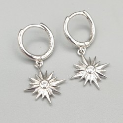 925 Sterling zilveren click creolen met ster