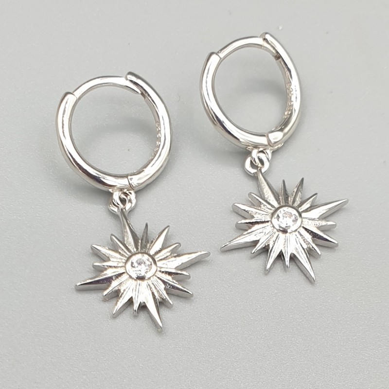 925 Sterling zilveren click creolen met ster