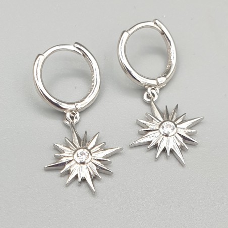 925 Sterling zilveren click creolen met ster