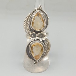 925 Sterling zilveren ring facet Citrien 16.5 mm