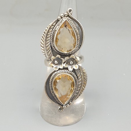 925 Sterling zilveren ring facet Citrien 16.5 mm