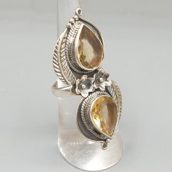 925 Sterling zilveren ring facet Citrien 16.5 mm