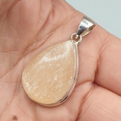 Sterling zilveren hanger met druppelvormige oranje Seleniet