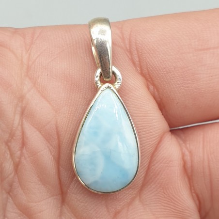 Sterling zilveren hanger met smalle druppelvormige Larimar