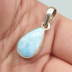 Sterling zilveren hanger met smalle druppelvormige Larimar