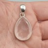 925 Sterling zilveren hanger druppelvormige facet Rozenkwarts