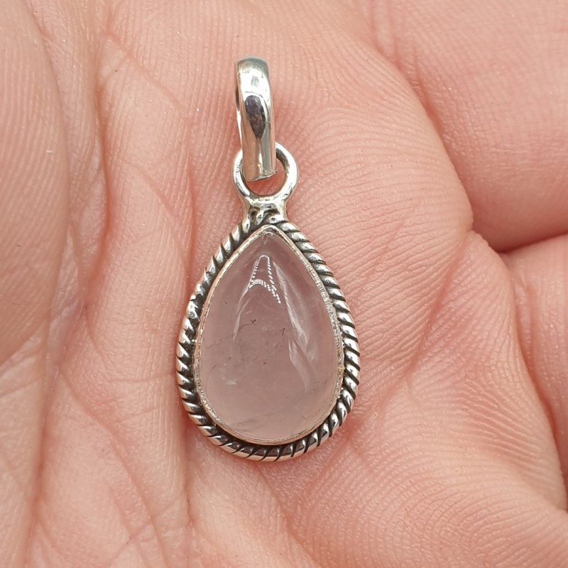 925 Sterling zilveren hanger gezet met Rozenkwarts