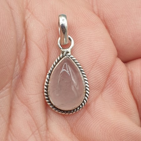 925 Sterling zilveren hanger gezet met Rozenkwarts