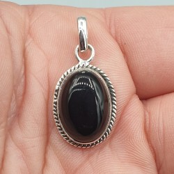 Sterling zilveren hanger ovale zwarte Onyx