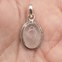 Sterling zilveren hanger ovale Rozenkwarts