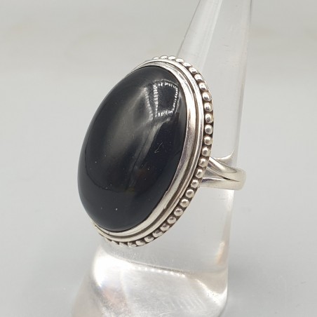 Sterling zilveren ring gezet met zwarte Onyx