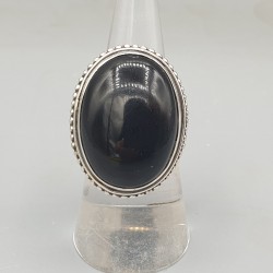 Sterling zilveren ring gezet met zwarte Onyx