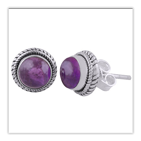 925 Sterling zilveren oorknoppen ronde Amethist