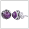 925 Sterling zilveren oorknoppen ronde Amethist