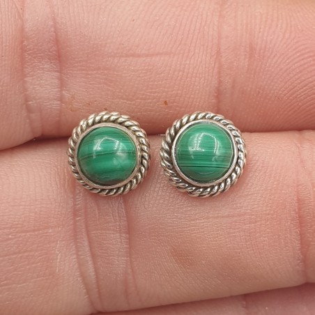 925 Sterling zilveren oorknoppen ronde Malachiet