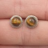 925 Sterling zilveren oorknoppen ronde Tijgeroog