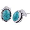 925 Sterling zilveren oorknoppen ovale Turkoois