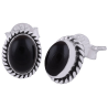925 Sterling zilveren oorknoppen ovale zwarte Onyx