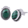 925 Sterling zilveren oorknoppen ovale Malachiet