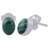 925 Sterling zilveren oorknoppen met ovale Malachiet