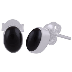 925 Sterling zilveren oorknoppen met ovale Onyx