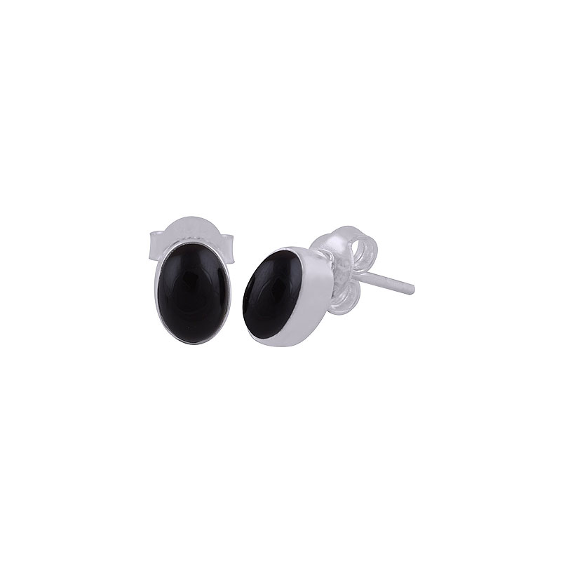 925 Sterling zilveren oorknoppen met ovale Onyx