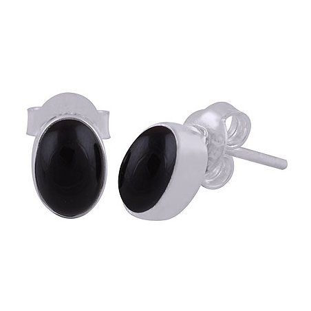 925 Sterling zilveren oorknoppen met ovale Onyx