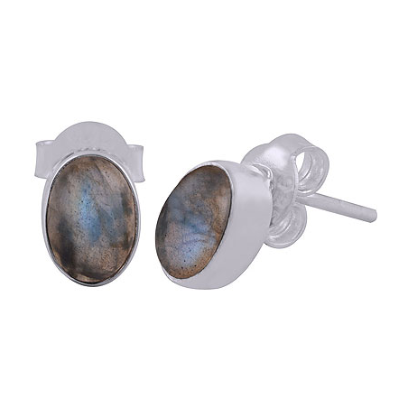 925 Sterling zilveren oorknoppen met ovale Labradoriet
