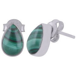 925 Sterling zilveren oorknoppen druppel Malachiet