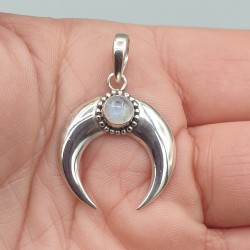 Sterling zilveren halve maan hanger met Maansteen