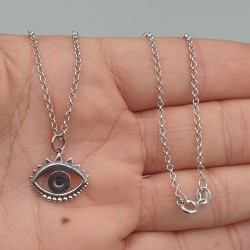 Sterling zilveren ketting met oog hanger